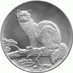 монета Соболь из серебра 925 пробы