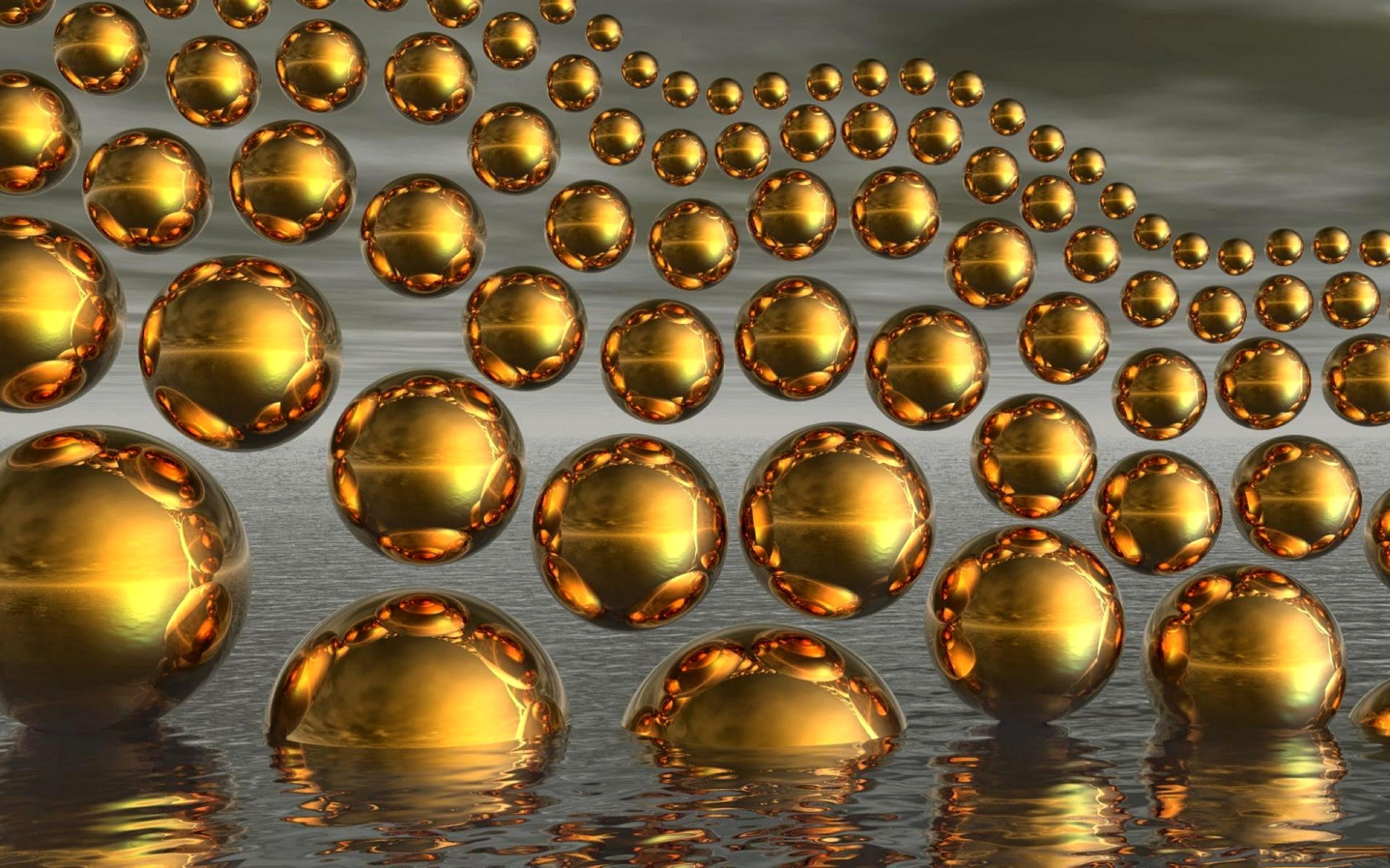 Золотые пузырьки на сером фоне