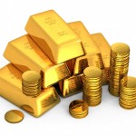 Золотые деньги и слитки